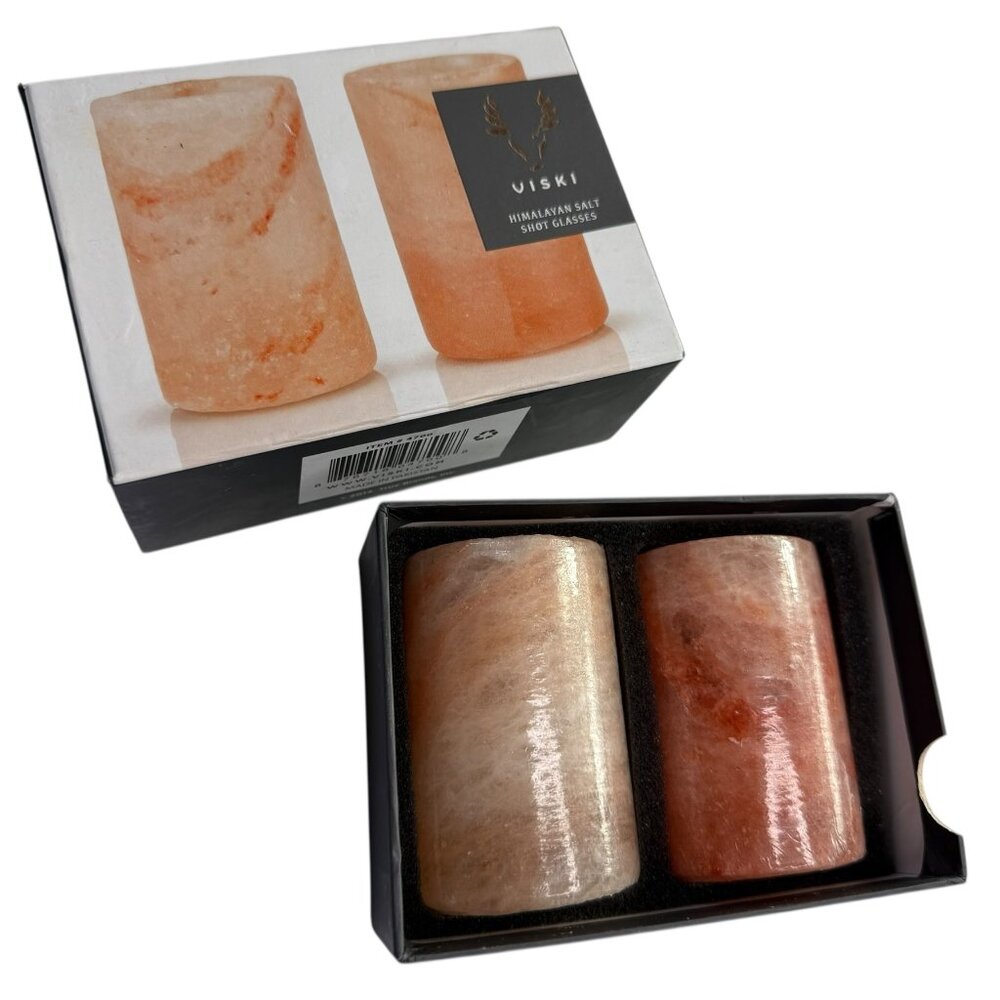 VISKI Himalayan Salt Shot Glasses. New NWT.  Made in Pakistan. Includes 2 Cups